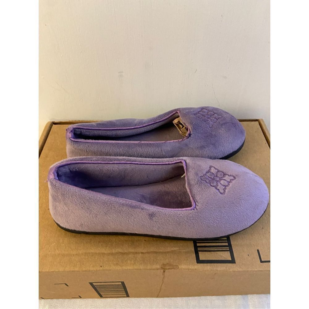 Dearfoam plush slippers purple size 5/6 medallion pattern